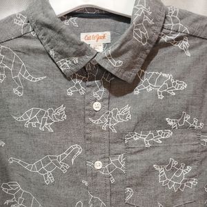 Boys button up short sleeve Dino shirt